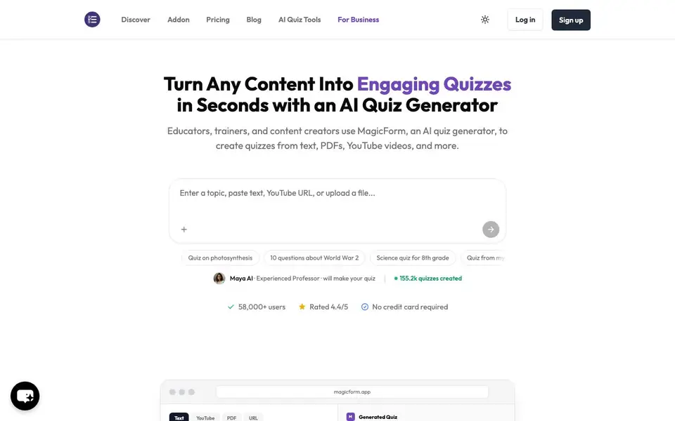 MagicForm.app homepage screenshot