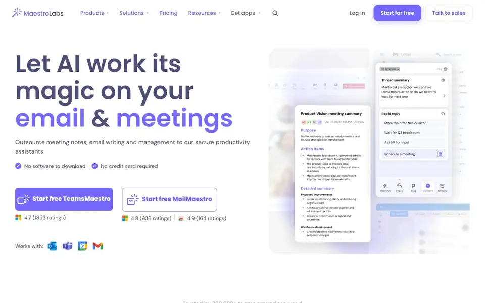 MailMaestro homepage screenshot