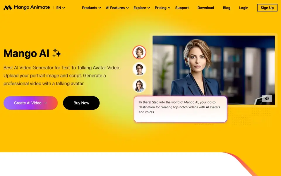 Mango AI homepage screenshot