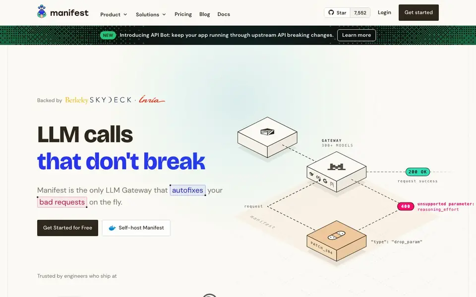 Manifest homepage screenshot