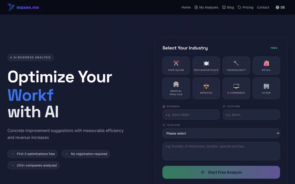 maxee.me homepage screenshot