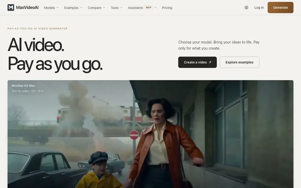 MaxVideoAI homepage screenshot