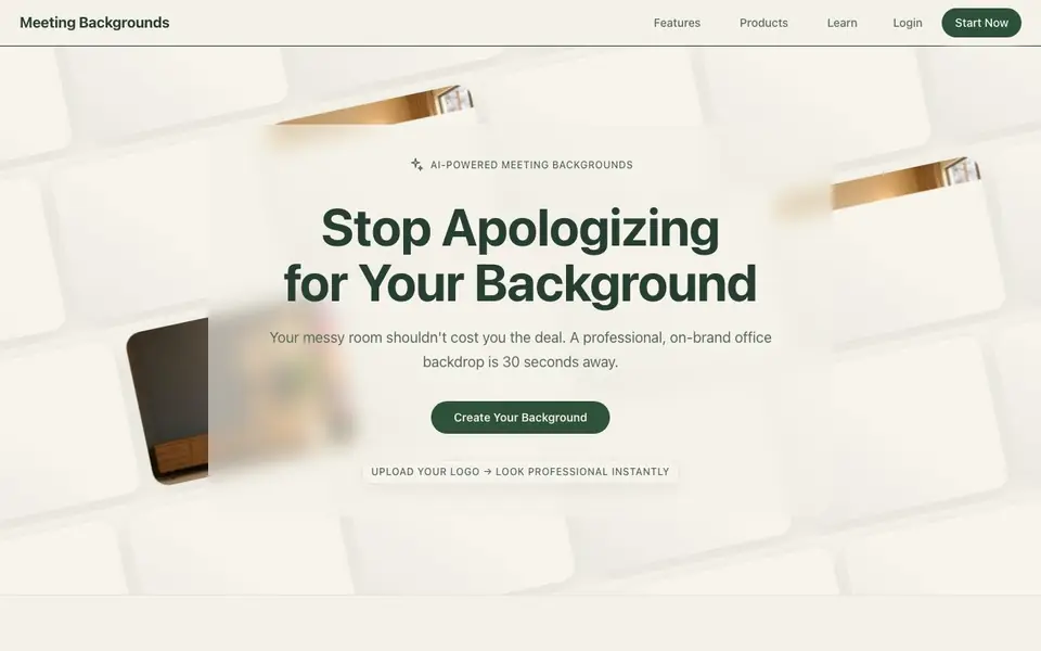 Meeting Backgrounds homepage screenshot