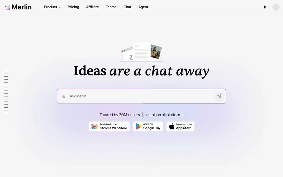 Merlin AI homepage screenshot
