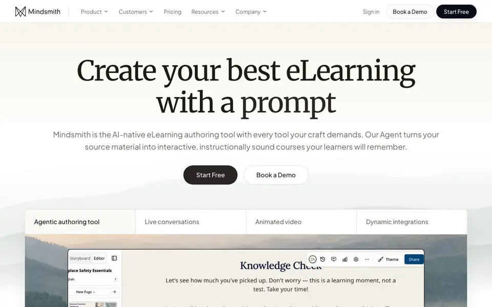 Mindsmith homepage screenshot