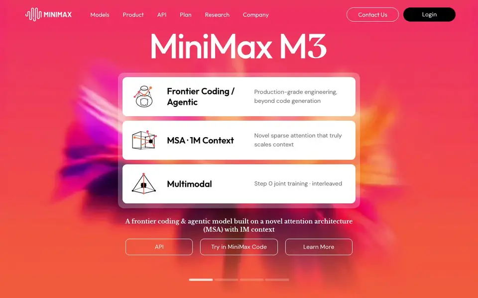 MiniMax homepage screenshot