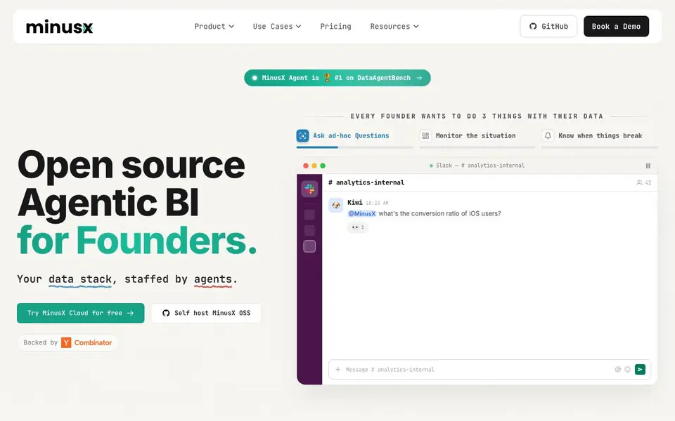 MinusX homepage screenshot