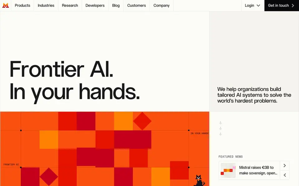 Mistral homepage screenshot