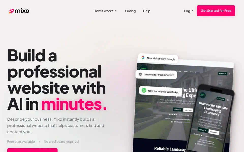 Mixo homepage screenshot