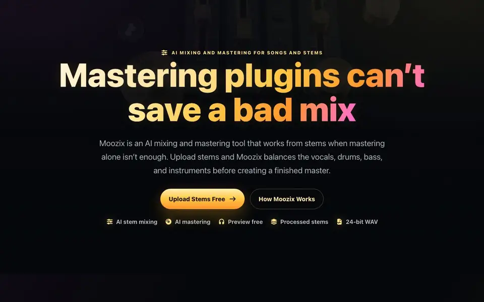 Moozix homepage screenshot