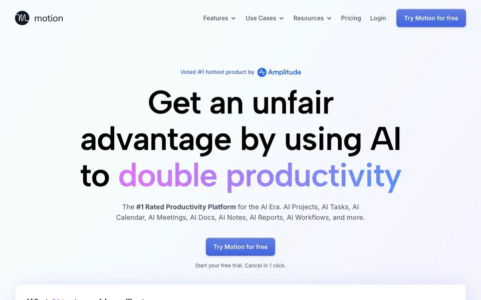 Motion homepage screenshot
