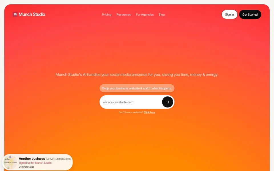 Munch homepage screenshot
