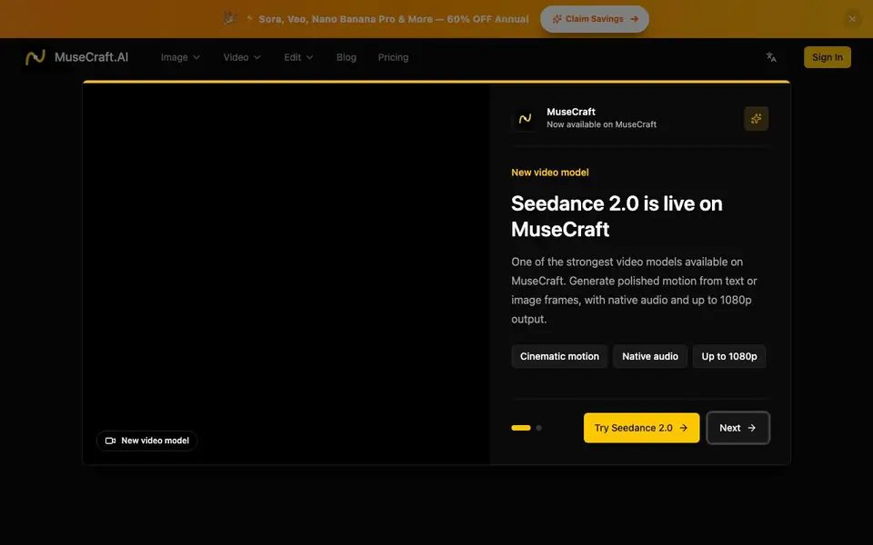MuseCraft homepage screenshot