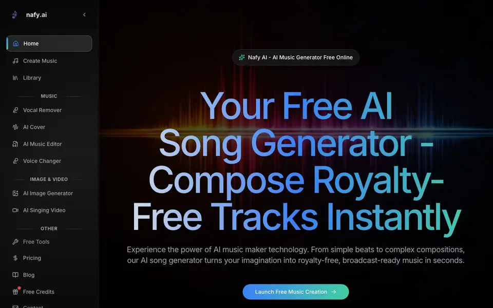 Nafy AI homepage screenshot