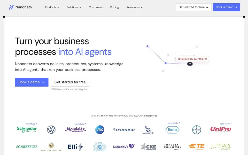 Nanonets homepage screenshot