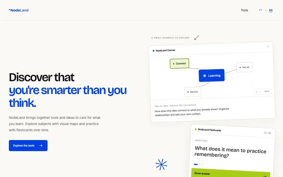 NodeLand homepage screenshot