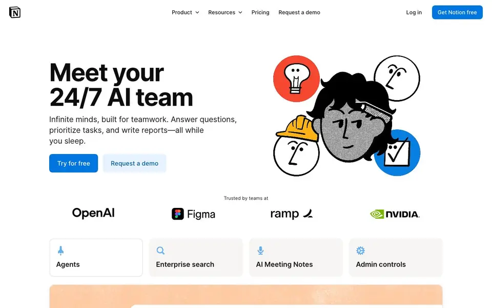 Notion AI homepage screenshot