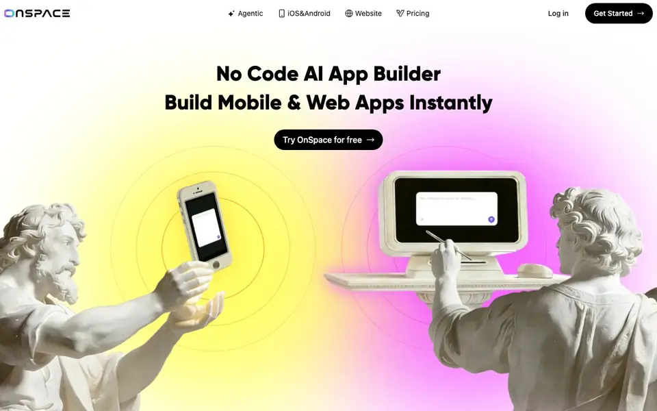 OnSpace.AI: App Builder AI No-code Platform homepage screenshot
