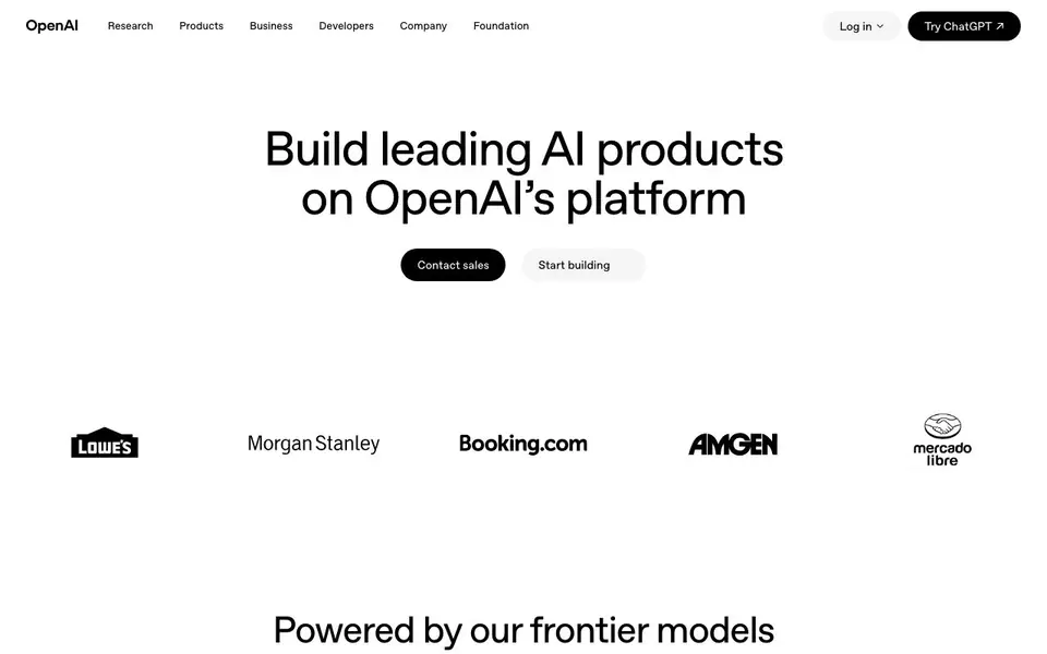 OpenAI API homepage screenshot