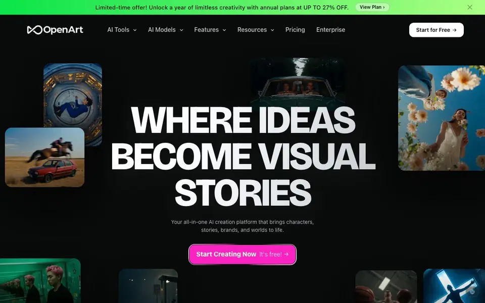 OpenArt homepage screenshot
