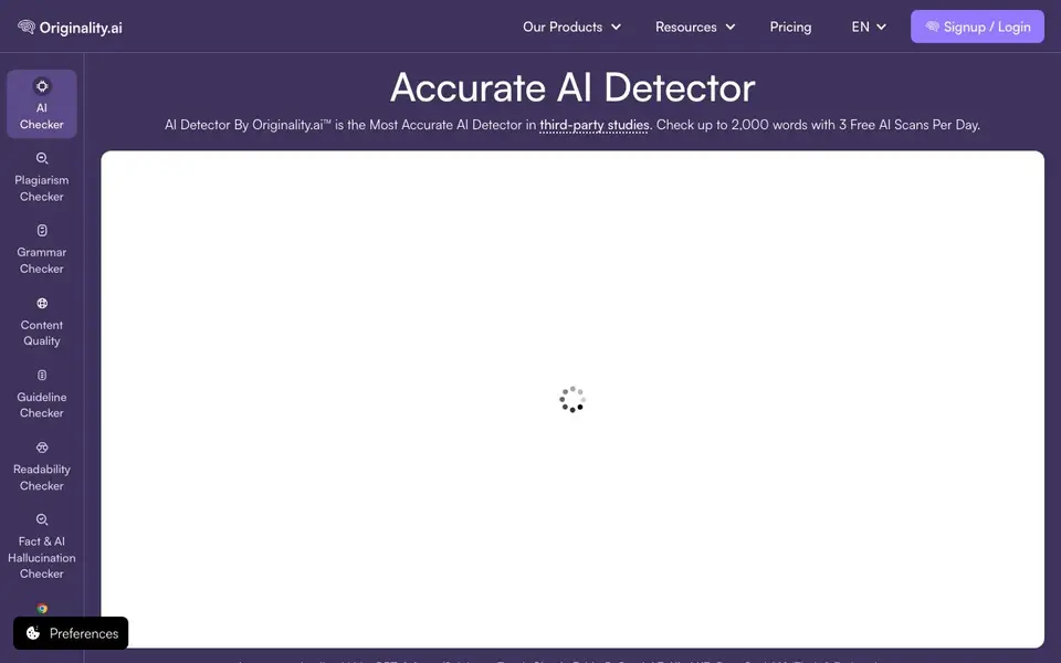 Originality.ai homepage screenshot