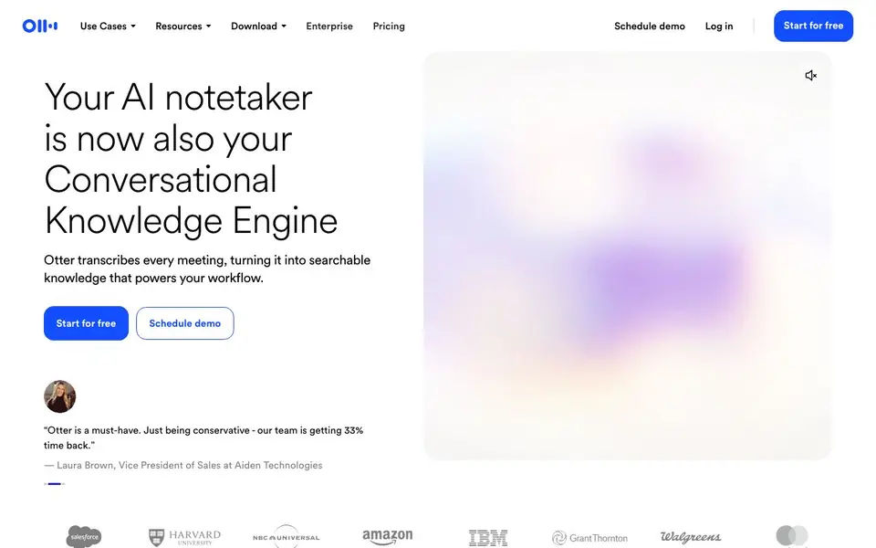 Otter.ai homepage screenshot