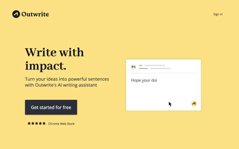 Outwrite homepage screenshot