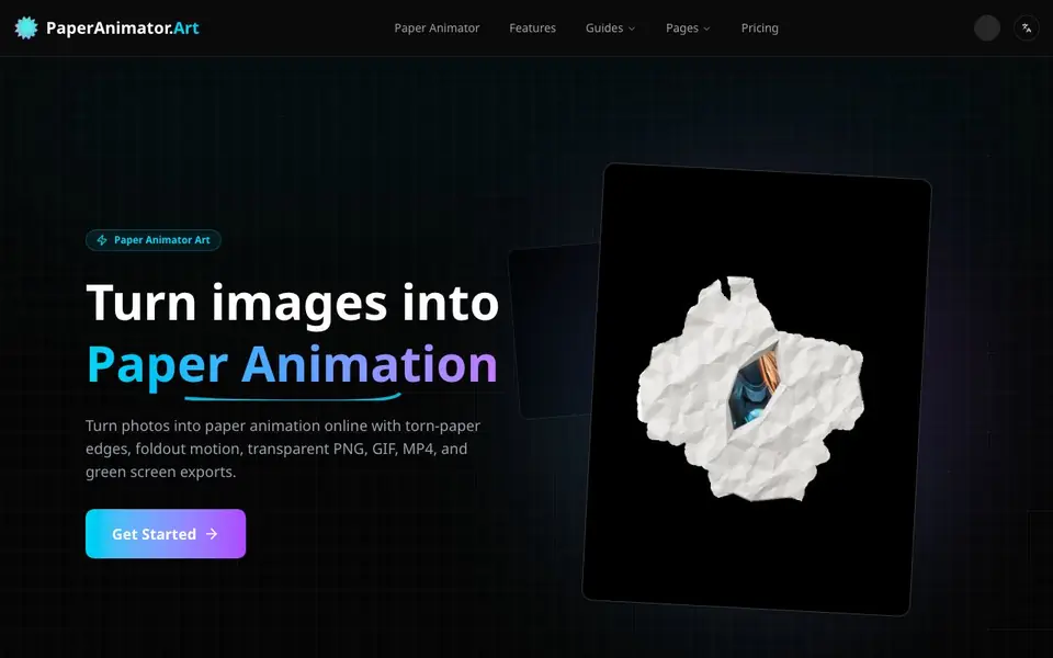Paper Animator homepage screenshot