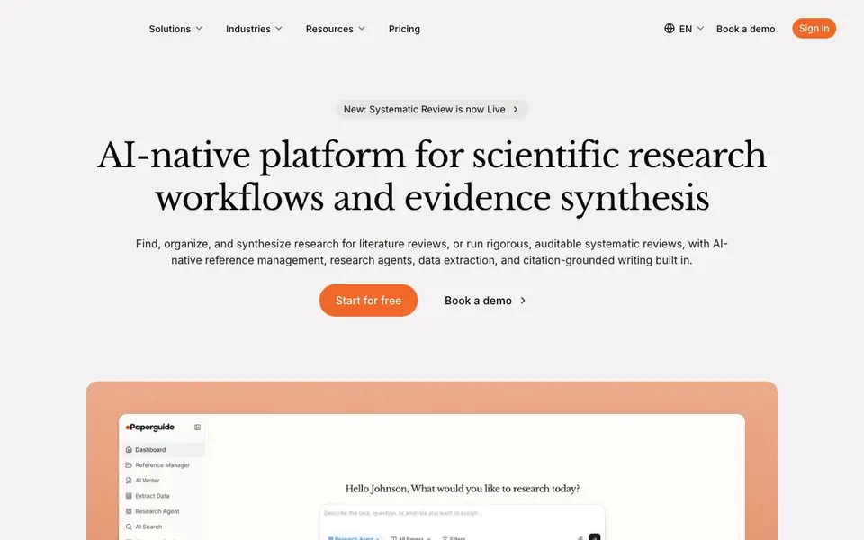 Paperguide homepage screenshot