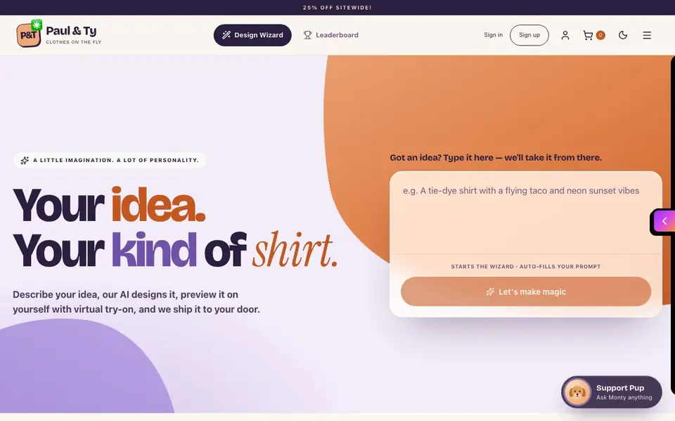 Paul & Ty's Clothes on the Fly homepage screenshot
