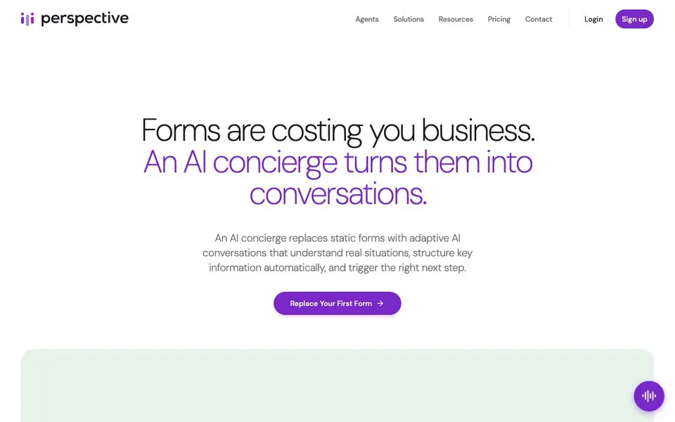 Perspective AI homepage screenshot