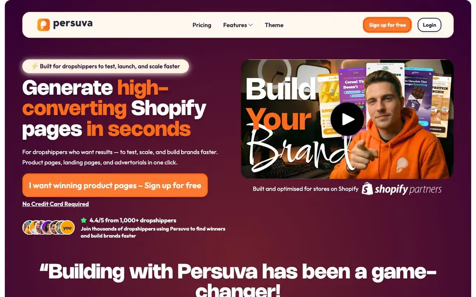 Persuva homepage screenshot