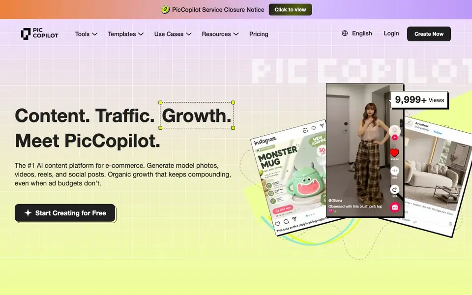 Pic Copilot homepage screenshot