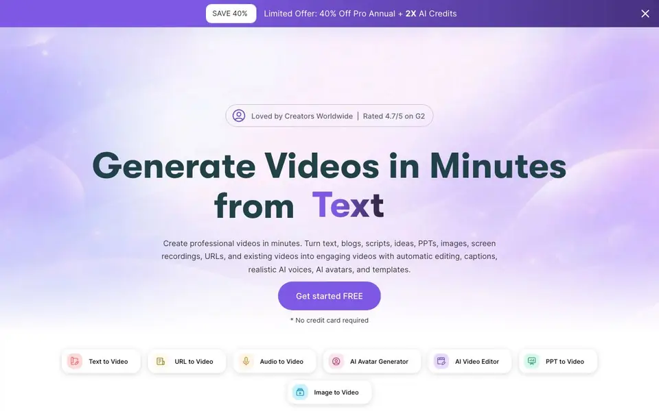 Pictory homepage screenshot