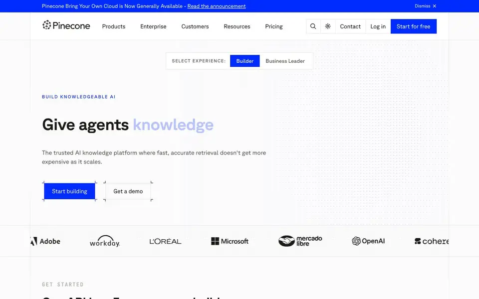 Pinecone homepage screenshot