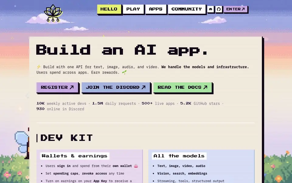 Pollinations.AI homepage screenshot
