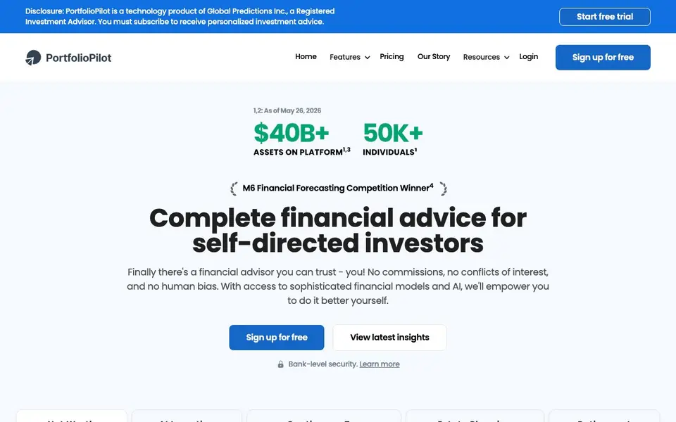 PortfolioPilot homepage screenshot