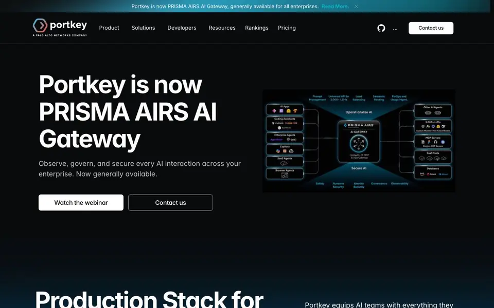 Portkey homepage screenshot