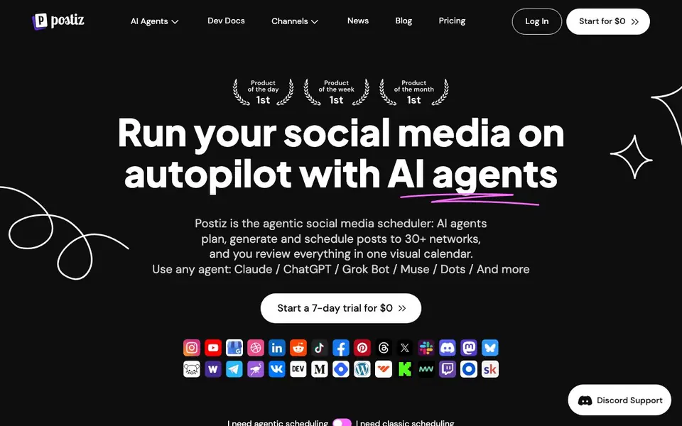 Postiz homepage screenshot