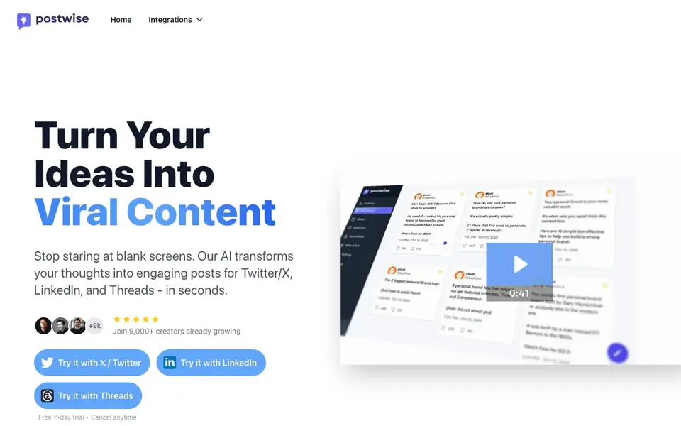 Postwise homepage screenshot