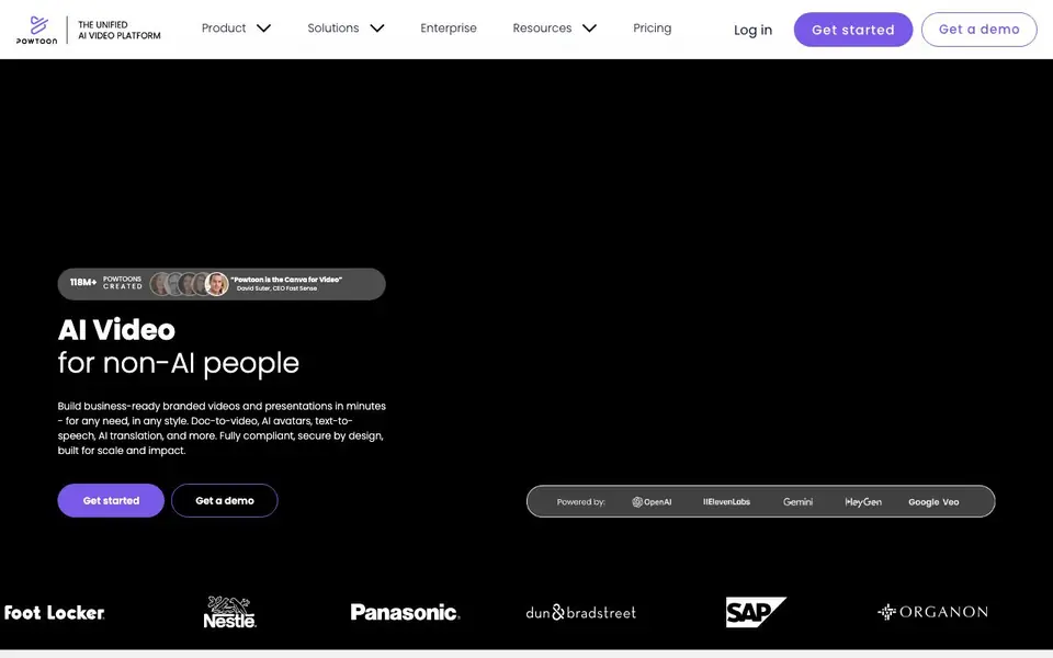 Powtoon homepage screenshot