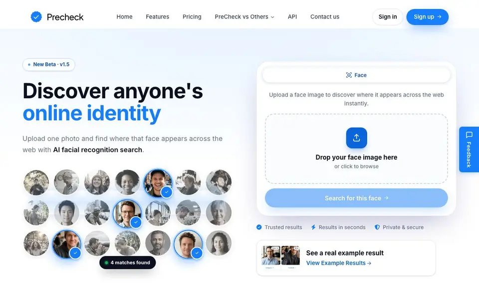 PreCheck.ai homepage screenshot