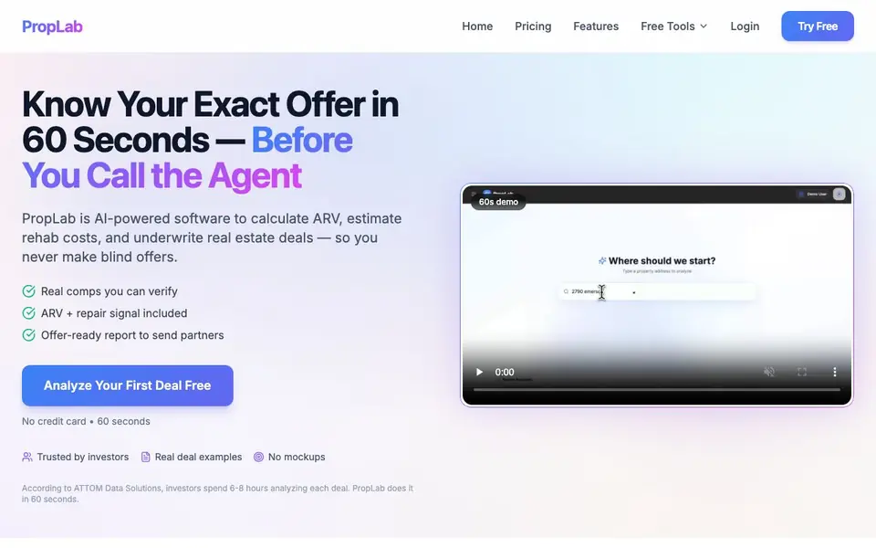 PropLab homepage screenshot