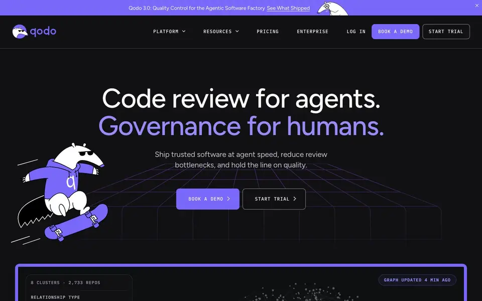 Qodo homepage screenshot