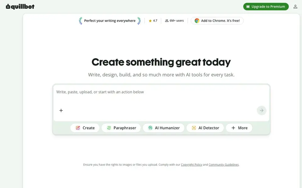 QuillBot homepage screenshot