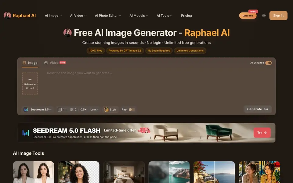 Raphael AI homepage screenshot