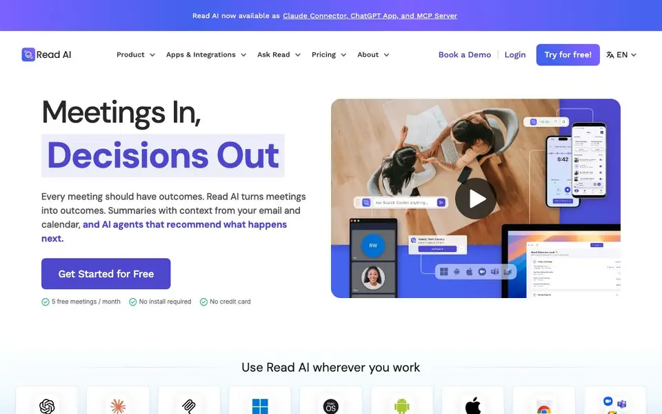 Read AI homepage screenshot