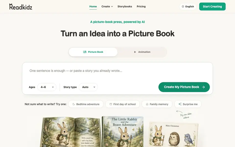 ReadKidz homepage screenshot