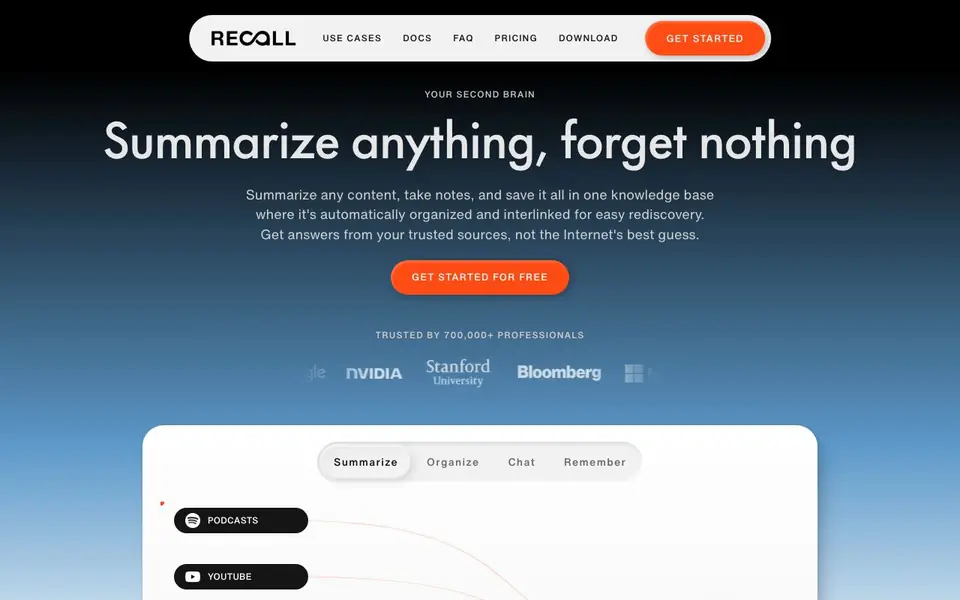 Recall homepage screenshot