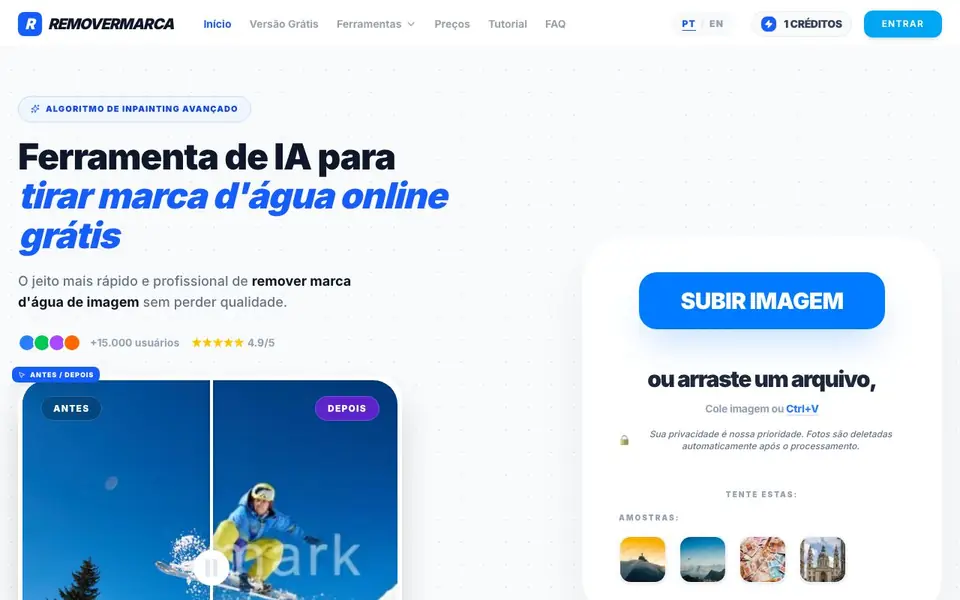 RemoverMarca homepage screenshot